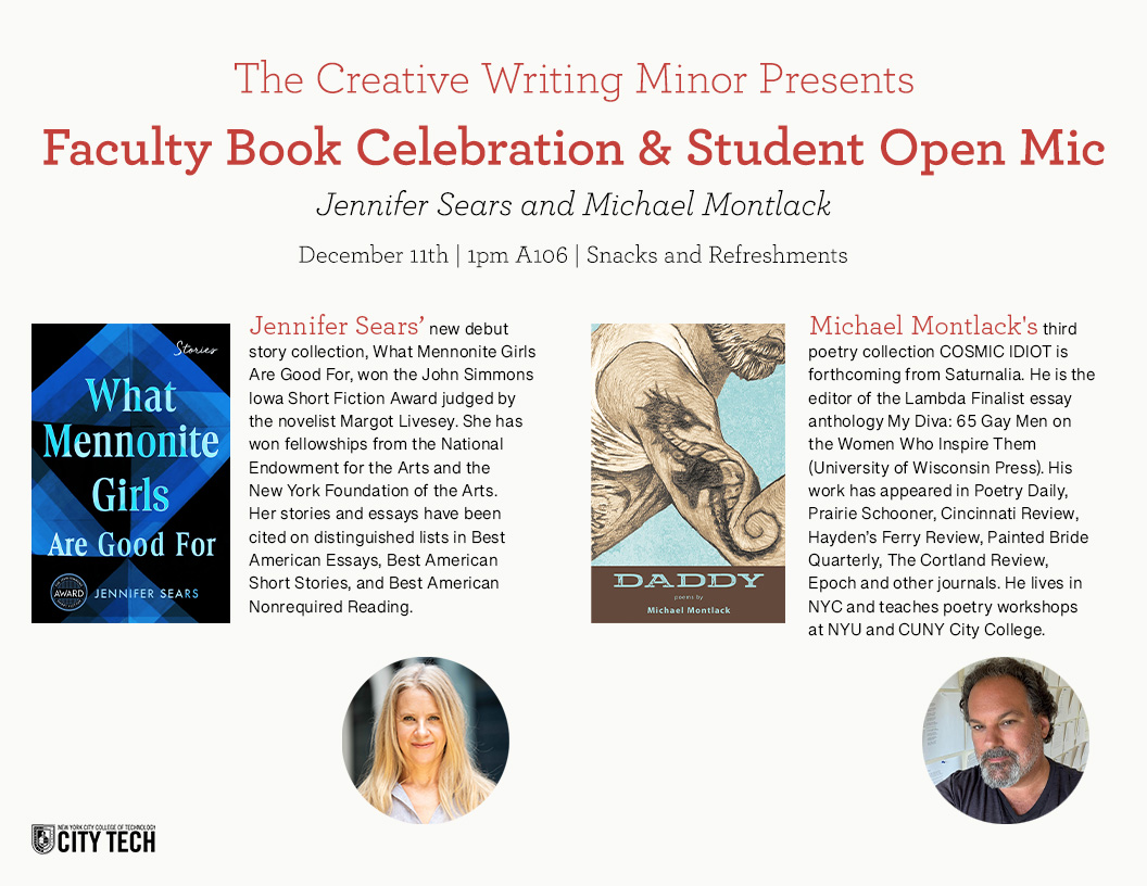 The Creative Writing Minor Presents Faculty Book Celebration & Student Open Mic